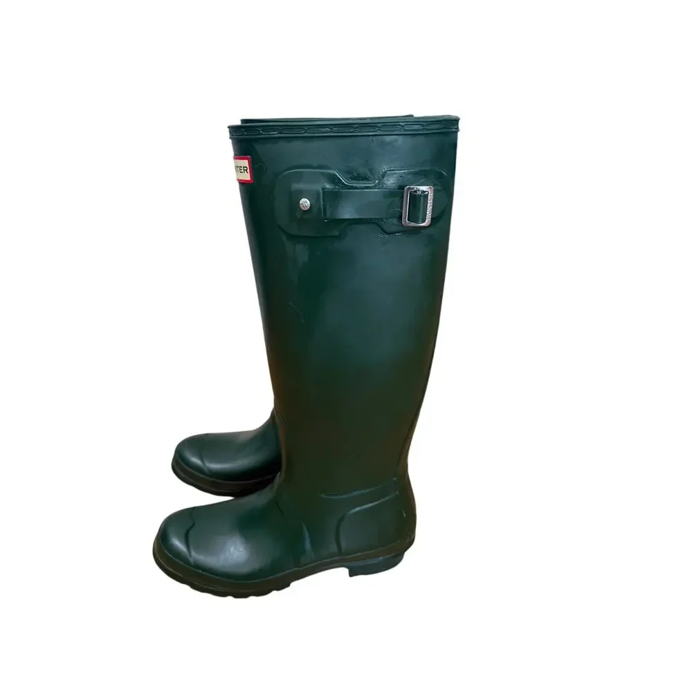 Hunter Women's Original Hunter Green Tall Matte Rain Boots 9 LIKE NEW